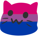 Cat emoji with bisexual pride flag colours